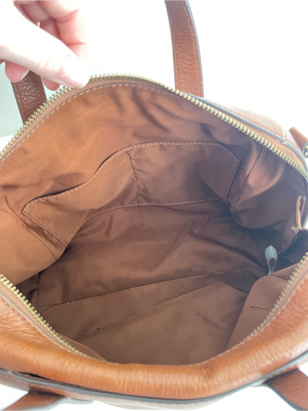 Fossil Sydney Leather Satchel Bag – Medium Brown - Picture 10 of 13